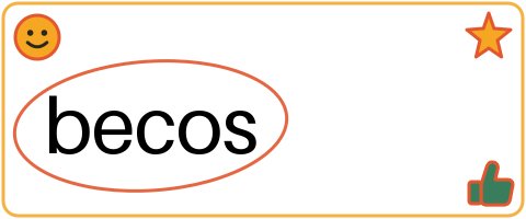 The same page returned with a crayon circle around 'becos', a smiley, a star, and a thumbs-up stamp